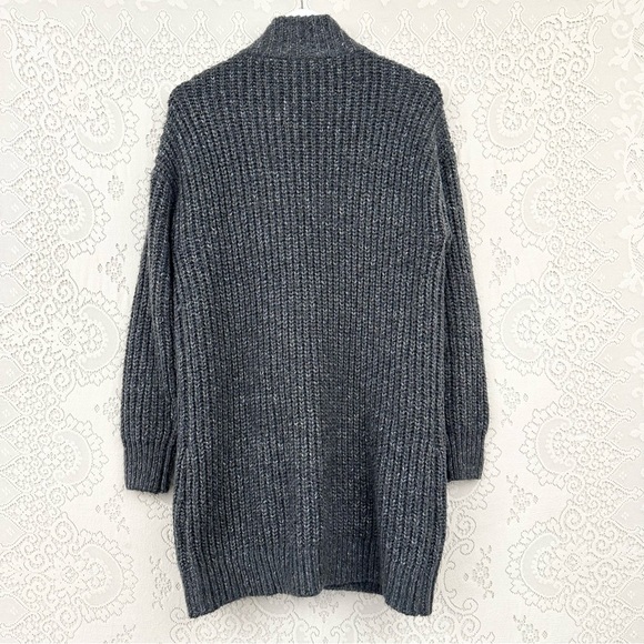 Soft Surroundings Solemio Cardigan Sweater Gray Button Front Ribbed Chunky Long - Picture 5 of 9